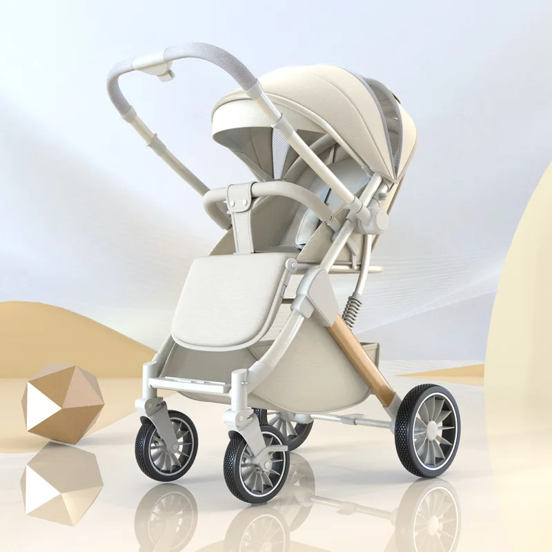 Cochecito de bebé se puede sentar, reclinable, ligero, plegable, alto paisaje, absorción de golpes, cochecito de bebé bidireccional para recién nacido - imagen 3
