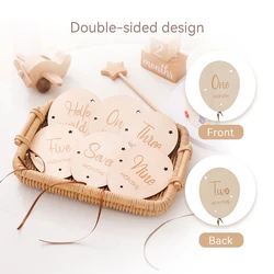 Set de 7 tarjetas numéricas de madera para fotos de bebé – Primer año