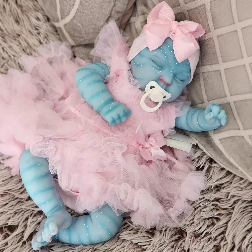 NPK -19 pulgadas melocotones Avatar cuerpo completo muñeca bebé Reborn tamaño imagen Real hecho a mano 3D piel dibujar pelo venas visibles - imagen 3