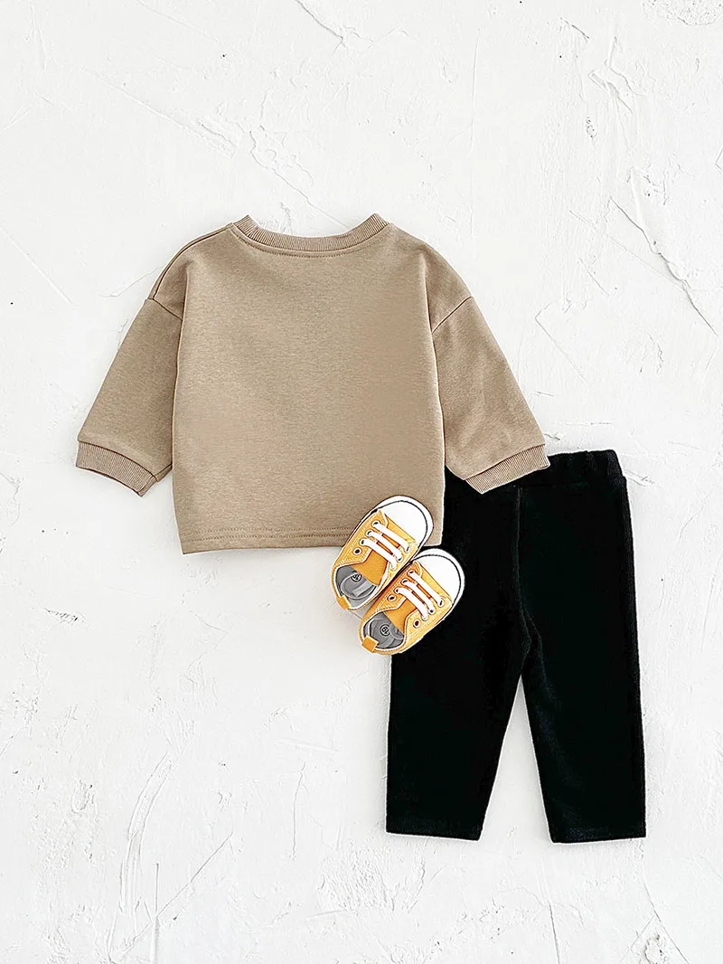 MILANCEL, nuevo conjunto de ropa de bebé de primavera, lindo traje con capucha con lazo de dibujos animados para niñas pequeñas, traje suelto para niños pequeños, 2 uds. - imagen 5