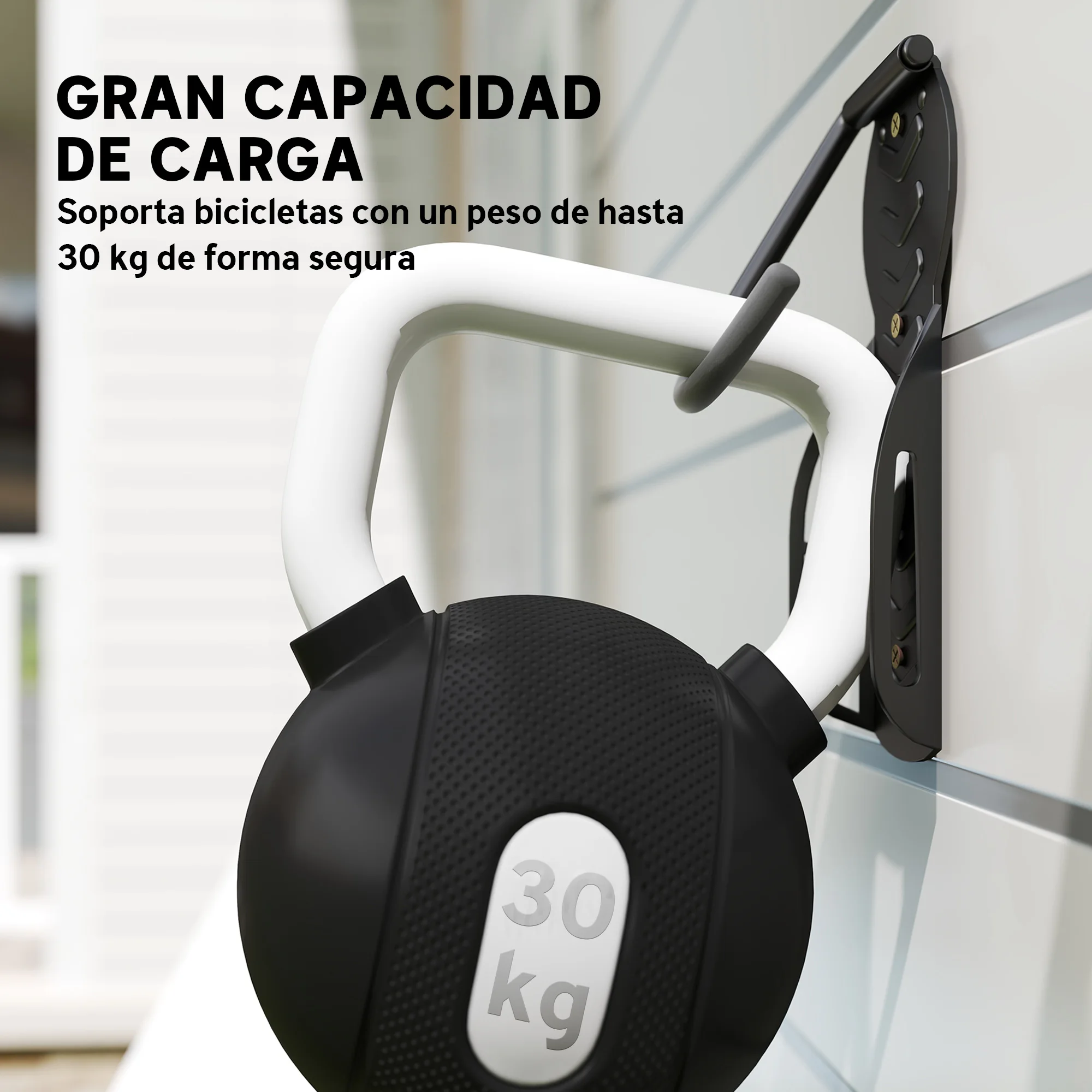 SPORTNOW Soportes de Pared para Bicicletas de 4 Piezas, Gancho para Colgar Bicicleta Plegable hasta 30 kg, Portabicicletas de Almacenamiento Vertical con Tornillos, para Casa, Garaje y Sótano, Negro - imagen 5