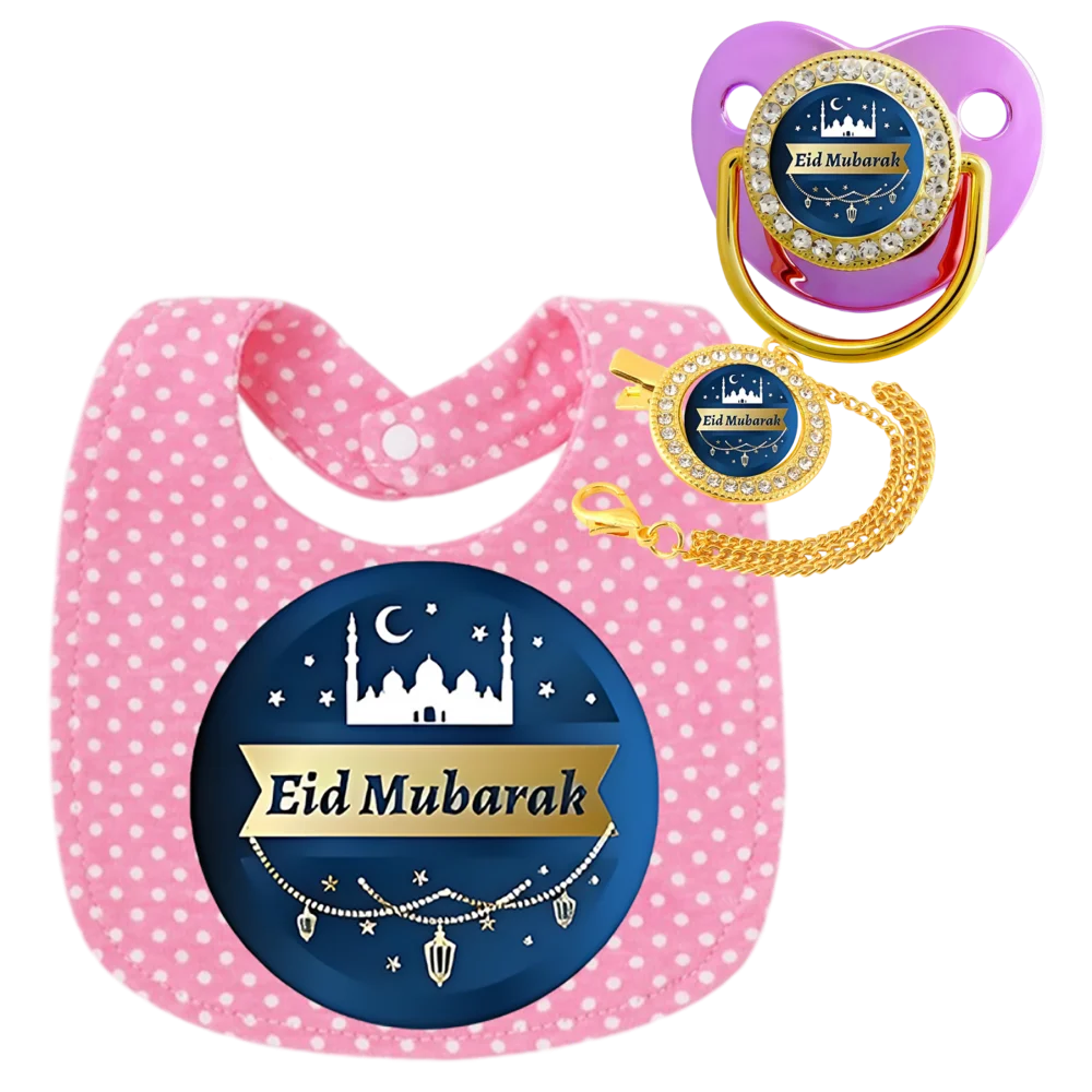 Venta al por mayor de 3 piezas/lote de Baberos para bebé, chupetes y clips para chupete, toallitas musulmanas para saliva, delantales de alimentación para bebé recién nacido - imagen 2