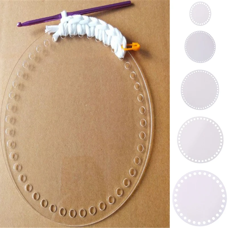 2 unids/set 10/12/15/18/20 cm forma redonda Base acrílica transparente molde para bolsa de punto DIY bolsa tejida tablero transparente