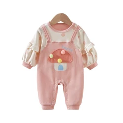Mono de dos piezas seta puños volantes para niña
