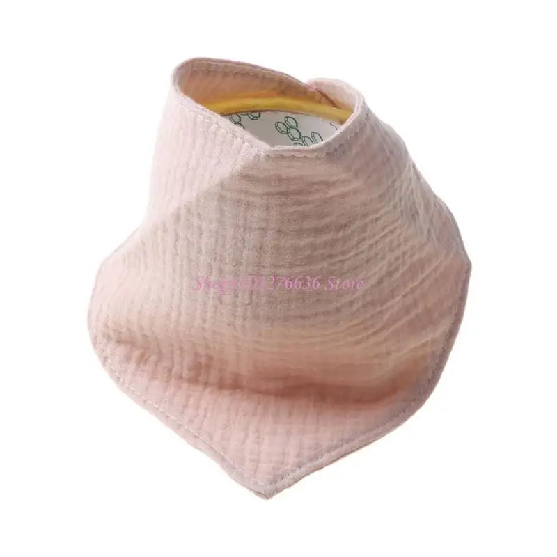 R6FD Baby Feeding Bib Bab Bab Baby Solid Color Absorbente para triángulo Bufanda Algodón suave Saliva transpirable a - imagen 5