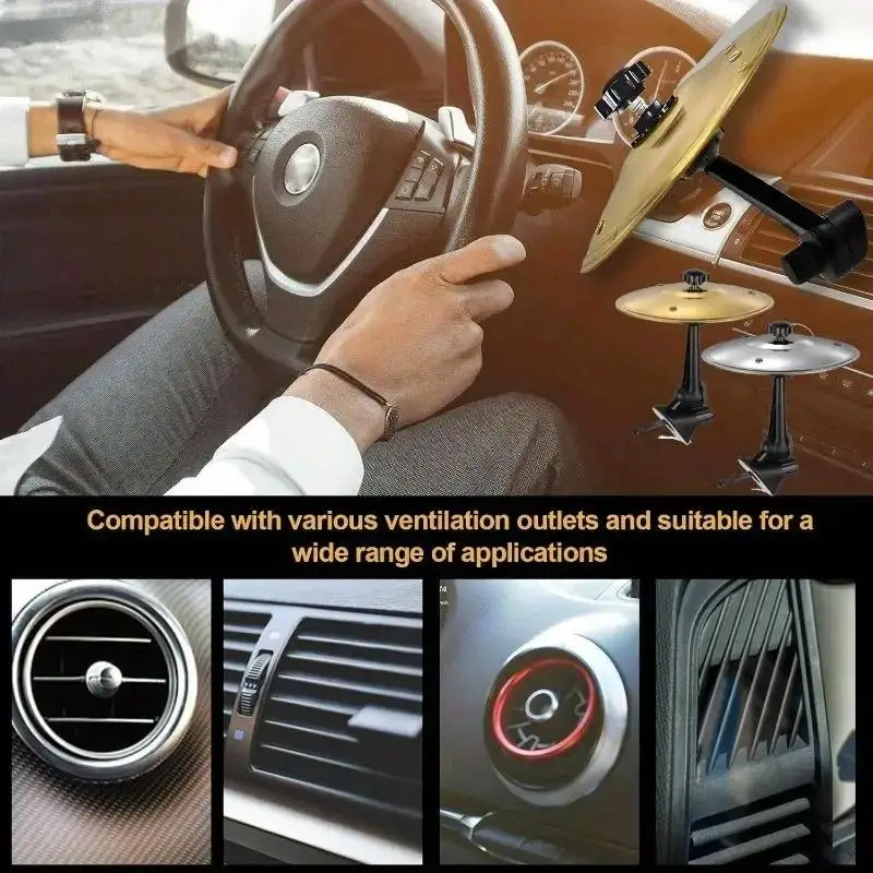 Nueva decoración de platillos de percusión para coche, platillo Crash para coche, ventilación de aire, platillo para coche, Mini tambor para amantes de la música, vehículos adecuados para Interior - imagen 2