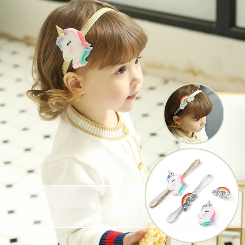 Diadema de unicornio para bebé en tonos pastel