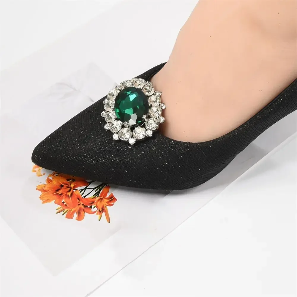 Clips de zapatos de Metal brillante a la moda, diamantes de imitación, hebilla extraíble, decoraciones de zapatos de cristal, tacón alto - imagen 3
