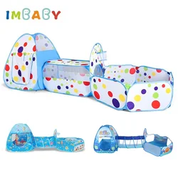 IMBABY Parque infantil plegable 3 en 1 con piscina de bolas y túnel