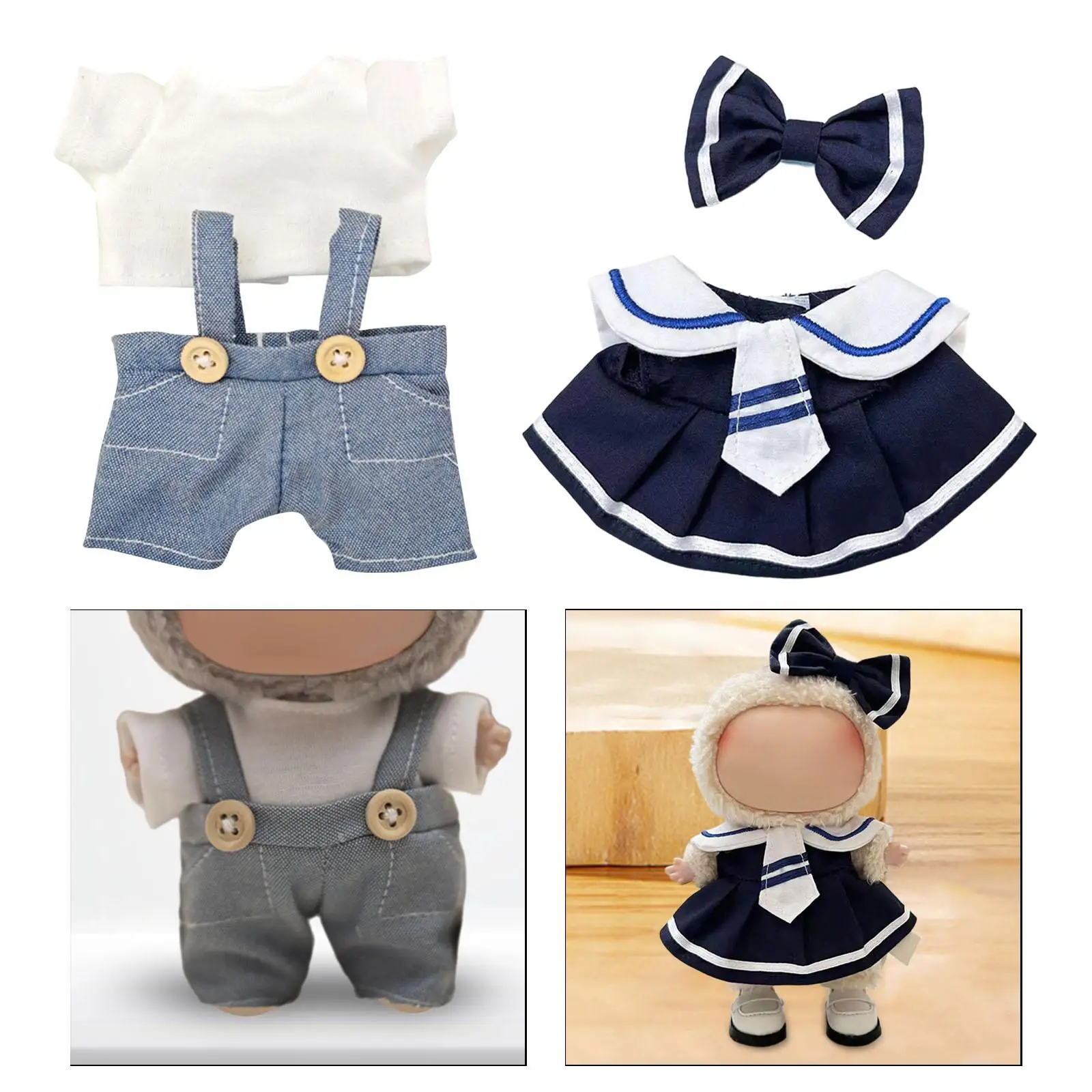Plush Doll Clothes, DIY Photo Props Flexibility Fashion for Little Girls, Costumes Girl Doll Clothes for 17cm Dolls