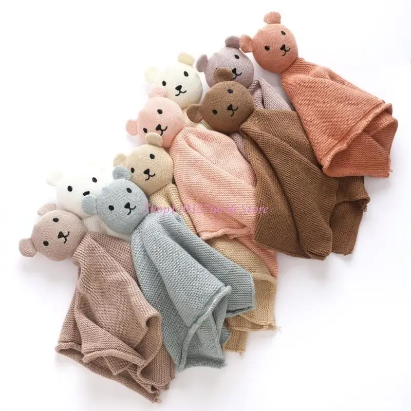 R6FD calmar apaciguar toalla oso lindo juguete para acurrucarse recién nacidos bebé muñecos sueño reparador - imagen 3