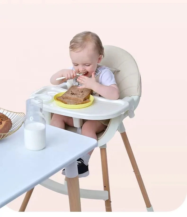 Ready To Ship Sillas altas 3 en 1 para bebés y niños pequeños Trona convertible para bebés con bandeja extraíble Arnés de seguridad ajustable - imagen 5