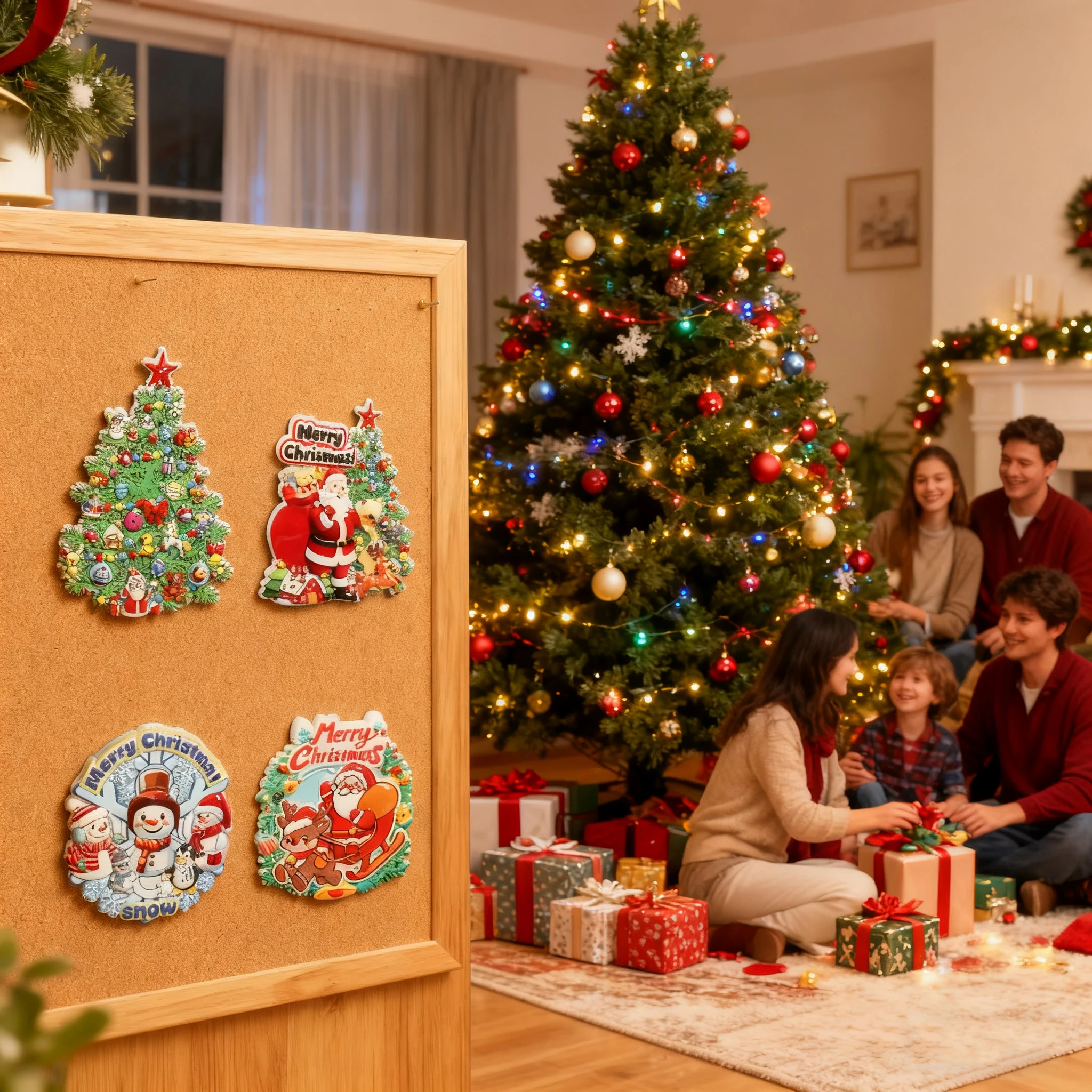 1/2/4 Uds. Decoraciones navideñas-pegatinas para refrigerador-pegatinas magnéticas de resina-pegatinas magnéticas creativas para puerta-percha de puerta - imagen 2