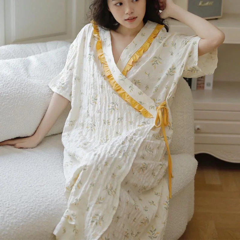 Vestido maternidad lactancia verano – kimono manga corta midi algodón - imagen 3