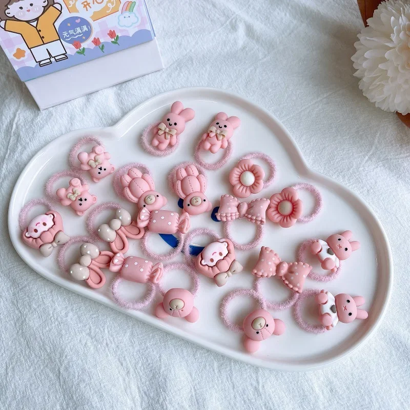 Bandas para el cabello bebé con flores y ositos – Mini aros elásticos - imagen 4