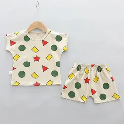 Nueva ropa de verano para bebés, traje para niños, camiseta informal, pantalones cortos, 2 unids/set, ropa para niñas pequeñas, disfraz infantil, chándales para niños