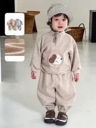 MILANCEL nuevo otoño niños sudadera 9M-5T lindos perros de dibujos animados niñas Sudadera con capucha + Pantalones de chándal sueltos coreanos niños traje de ocio