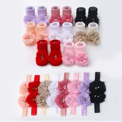 Calcetines bebé con lazo floral para niña – Suavos y cómodos