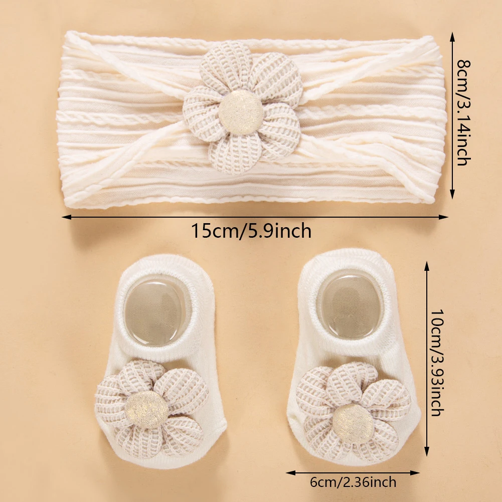 Diademas de nailon antideslizantes con floral para bebé – Algodón suave - imagen 4