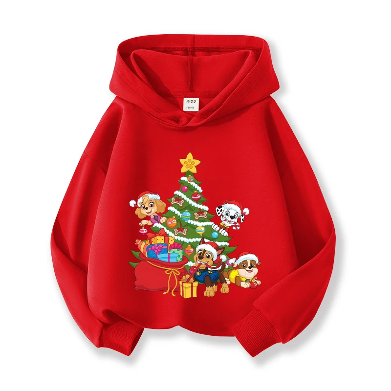 Paw Patrols-sudaderas navideñas con estampado de Anime para bebé, jersey de manga larga con Top rojo, sudadera informal, ropa para niño, regalo de Navidad - imagen 2
