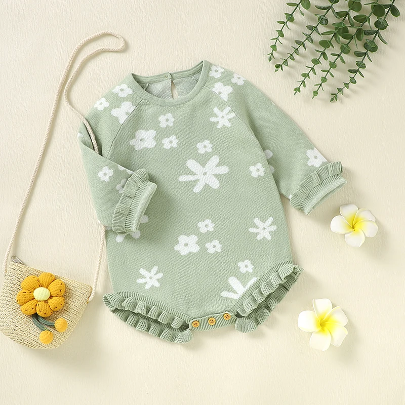 Mono bebé niña de algodón invierno suave con cuello redondo - imagen 3