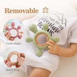 Mordedor de silicona tortuga para bebé – Alivio natural de encías sin BPA