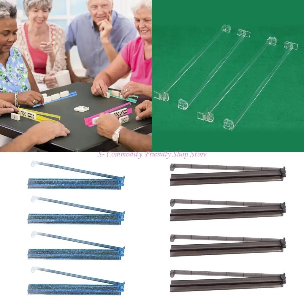 85AE Professional Mahjong Accesorios 4 PPC Clear acrílico Mahjong Racks con empujador