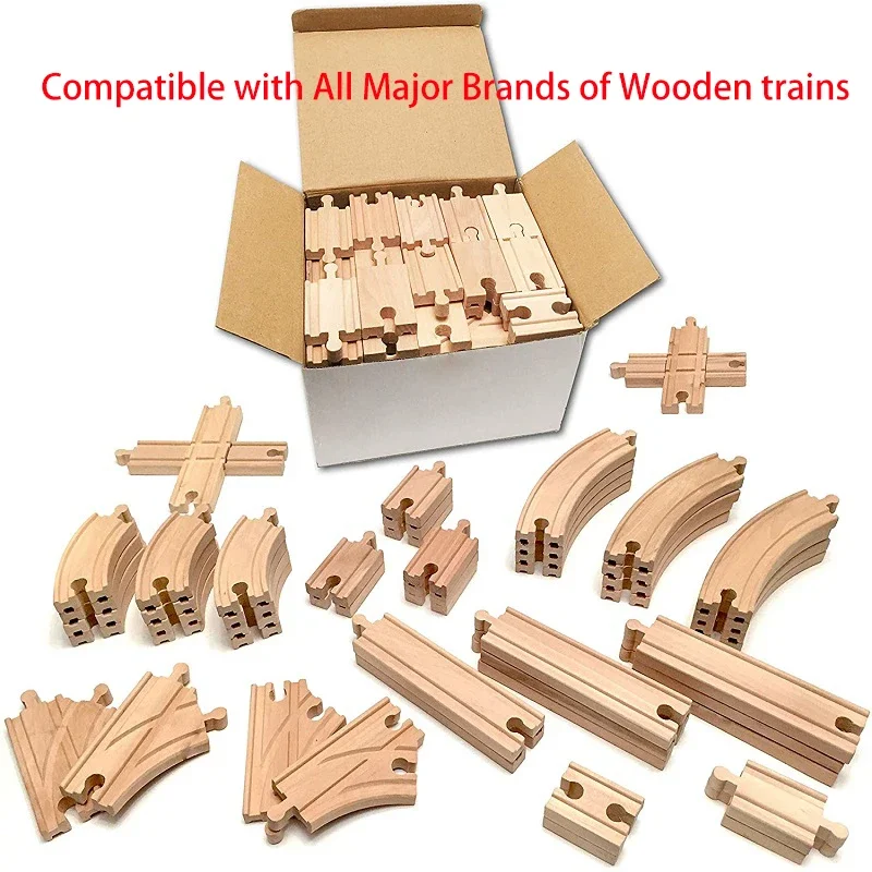 Accesorios de vía de tren de madera, ferrocarril de tren Compatible con trenes de madera, vías de madera, ferrocarril con todas las marcas de trenes, envío directo - imagen 2