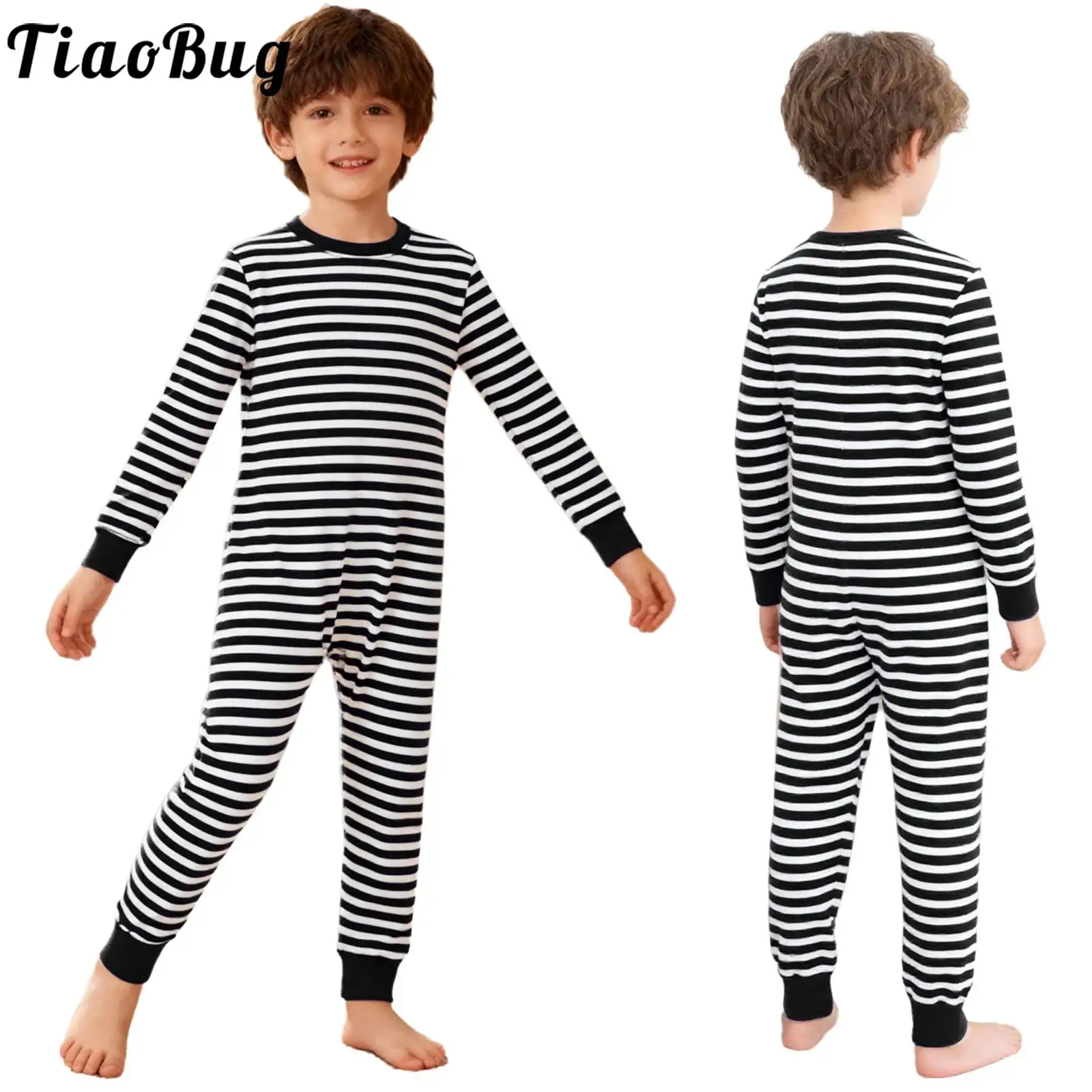 Pelele unisex de rayas con manga larga y cremallera trasera