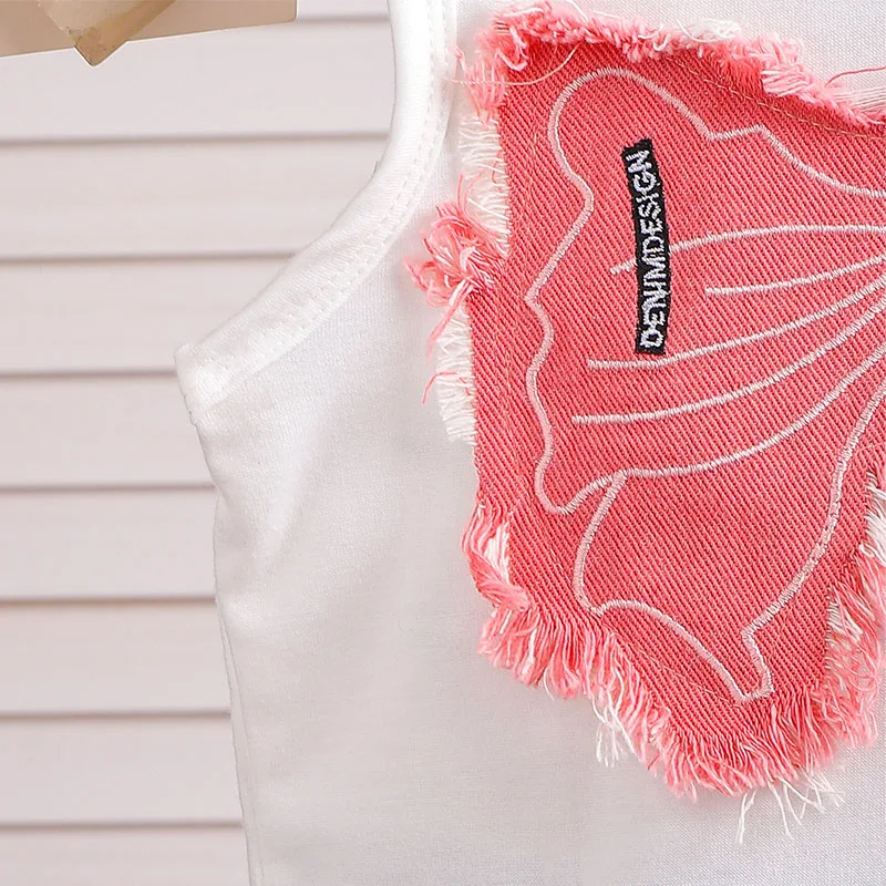 Conjuntos de 2 piezas de disfraz de verano, ropa para niño niña, Tops sin mangas de mariposa a la moda para bebé + pantalones con agujeros, ropa de Boutique para niños B276 - imagen 5