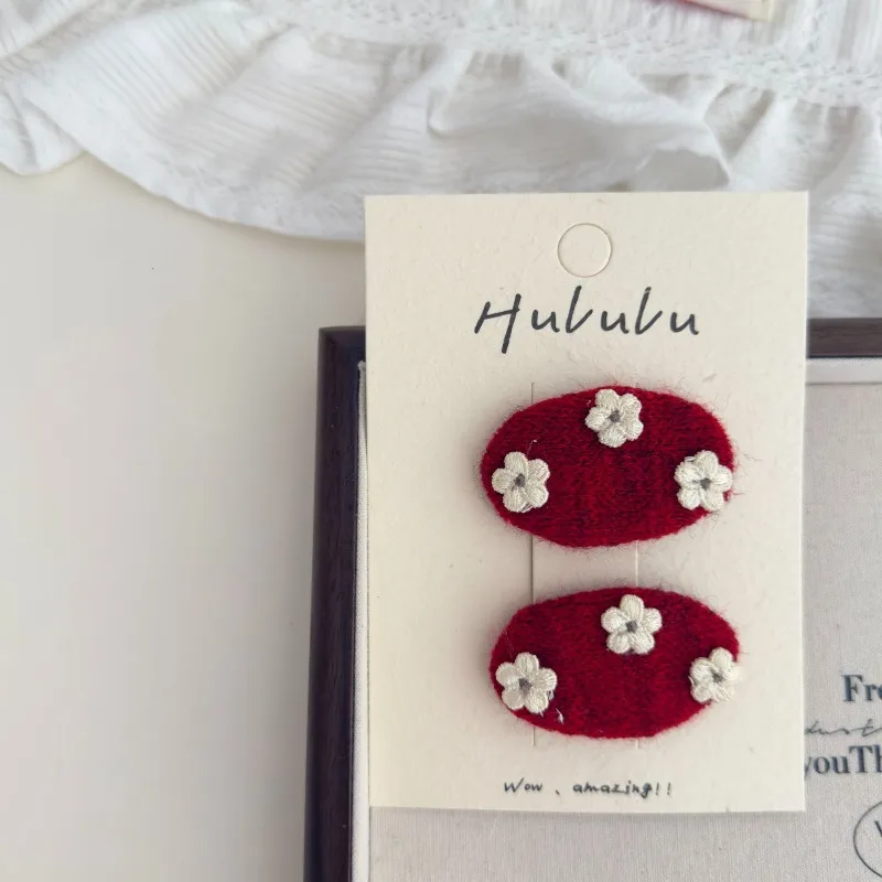 2 unids/set elegante Floral tejido flor BB Clips lindo niño ovalado pinzas para el cabello para niñas dulce bebé accesorios para el cabello para cabello fino - imagen 5