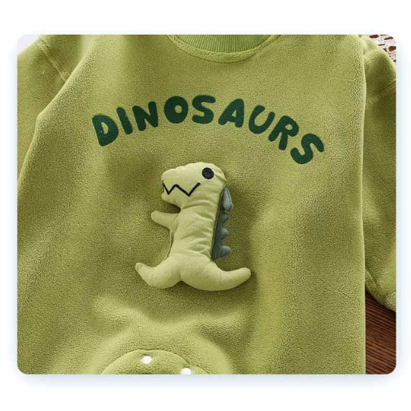 Mono bebé acolchado de escalada cálida con dinosaurios - imagen 2