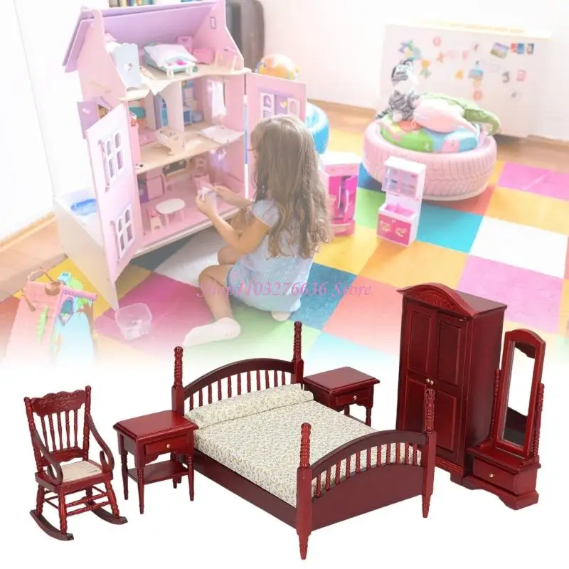 Muebles de madera retro en miniatura para casas de muñecas - imagen 3