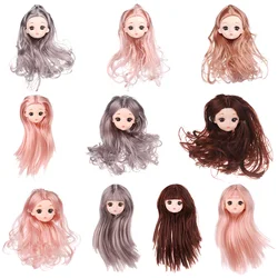 Cabeza BJD con pelo rizado largo y peluca lisa para muñeca