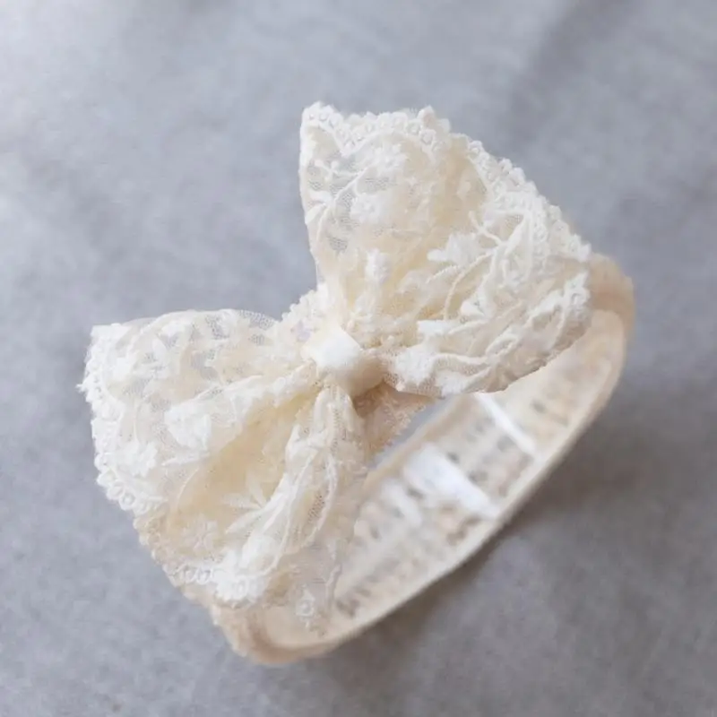 D7YD Diadema con lazo para niñas, diadema con lazo encaje, diadema ancha elegante, accesorios para cabello para - imagen 5