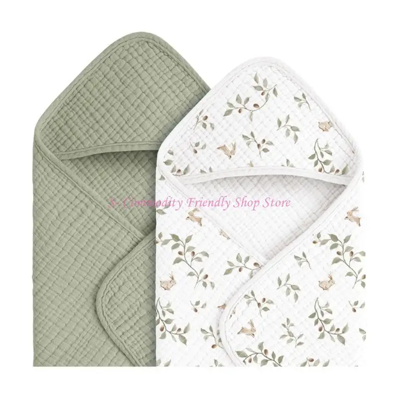 85ae 【2 paquete】 Toalla para bebés con capucha Manta gasa algodón, súper suave y absorbente para del baño,