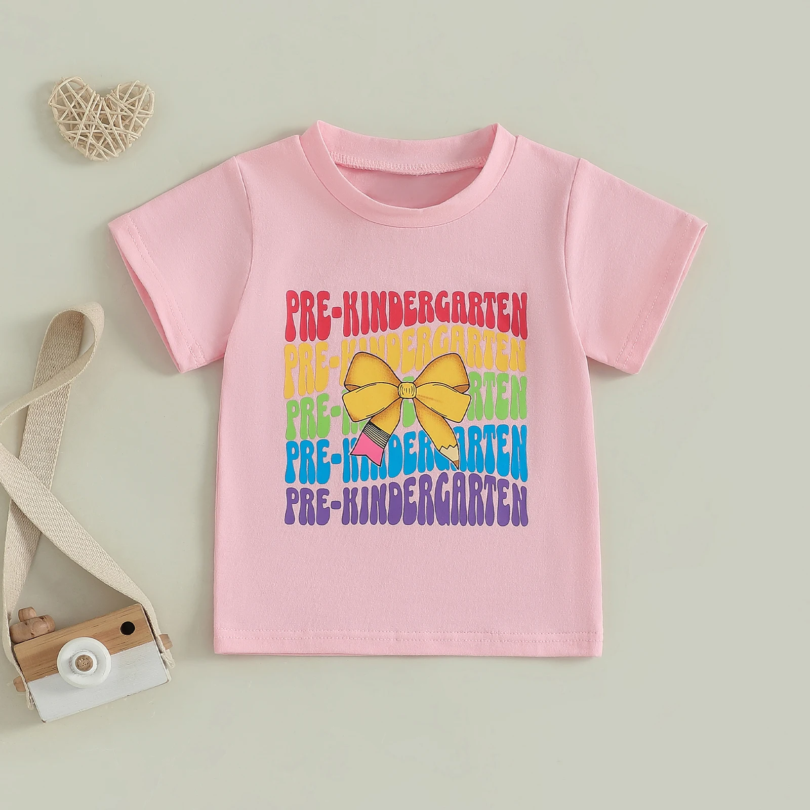 Tregren camiseta niña verano estampado letras cuello redondo 2-5 años - imagen 4