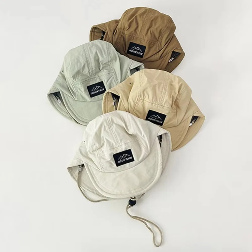 Sombrero de cubo ligero de moda fino con correa ajustable para el cuello gorra de pico de pato de doble ala sombrero de sol de secado rápido para niños - imagen 3