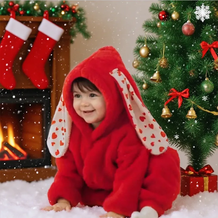 MILANCEL, nuevo peleles de invierno para bebé de 3 a 24M, mono de conejito para niñas con franjas de diferente Color, mono holgado acolchado de lana para niños pequeños de una pieza