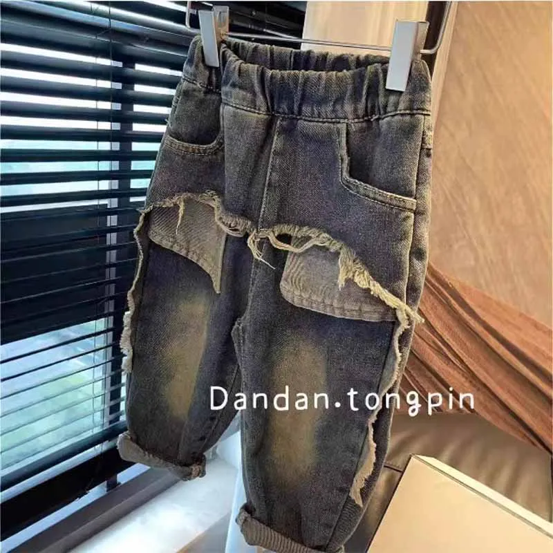 Pantalones vaqueros rectos de color liso para niños - imagen 3
