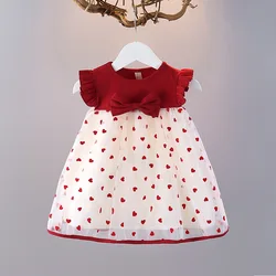 Vestido verano niña volantes rojo estampado