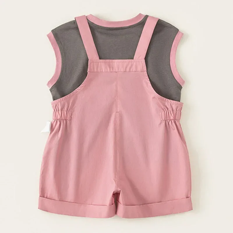 Conjuntos de 2 piezas de ropa de verano para niño niña, moda coreana, Tops de algodón sin mangas de color rosa para bebé + Pantalones cortos, ropa de Boutique para niños B093 - imagen 2