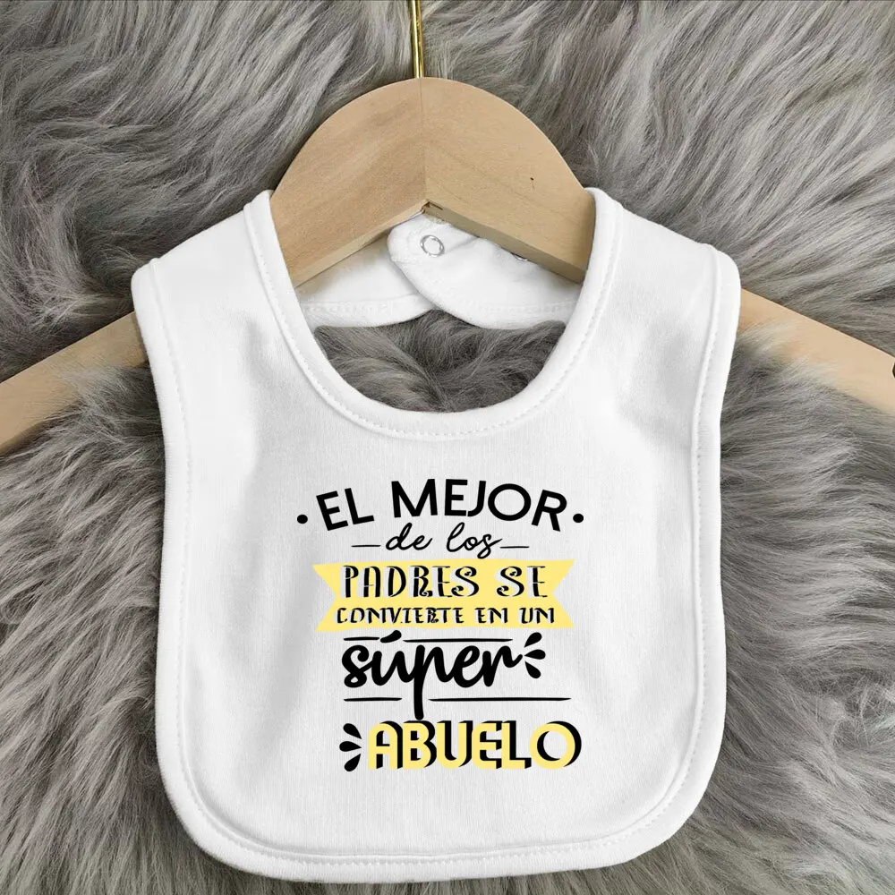 Baberos para bebé, el mejor abuelo del mundo, babero infantil estampado, regalo de ducha para recién nacido, paños para eructar para bebé, Baberos de alimentación para niños, babero bonito para chico - imagen 3