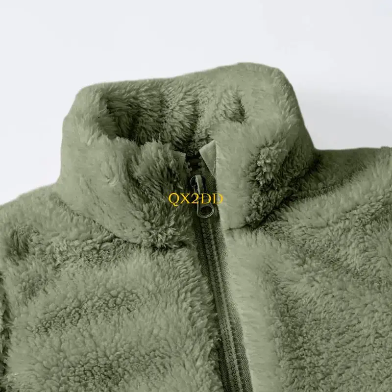 QX2D Abrigo Piel Cordero otoño e Invierno para niñas Lana Felpa con Cremallera y Cuello Alto Abrigo Felpa y - imagen 3