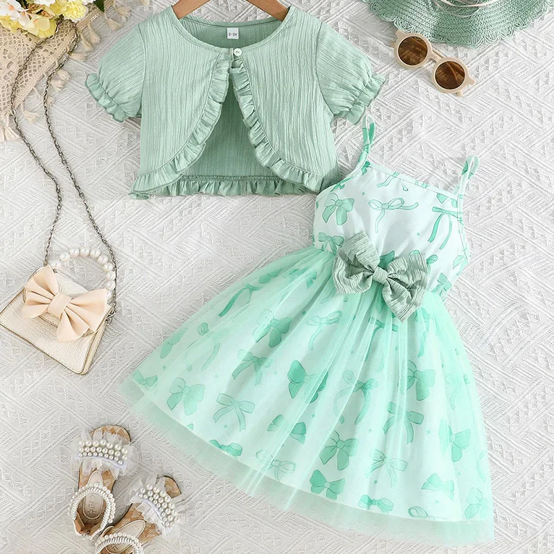 Boutique conjunto bebé niña dos piezas algodón top y vestido princesa - imagen 5