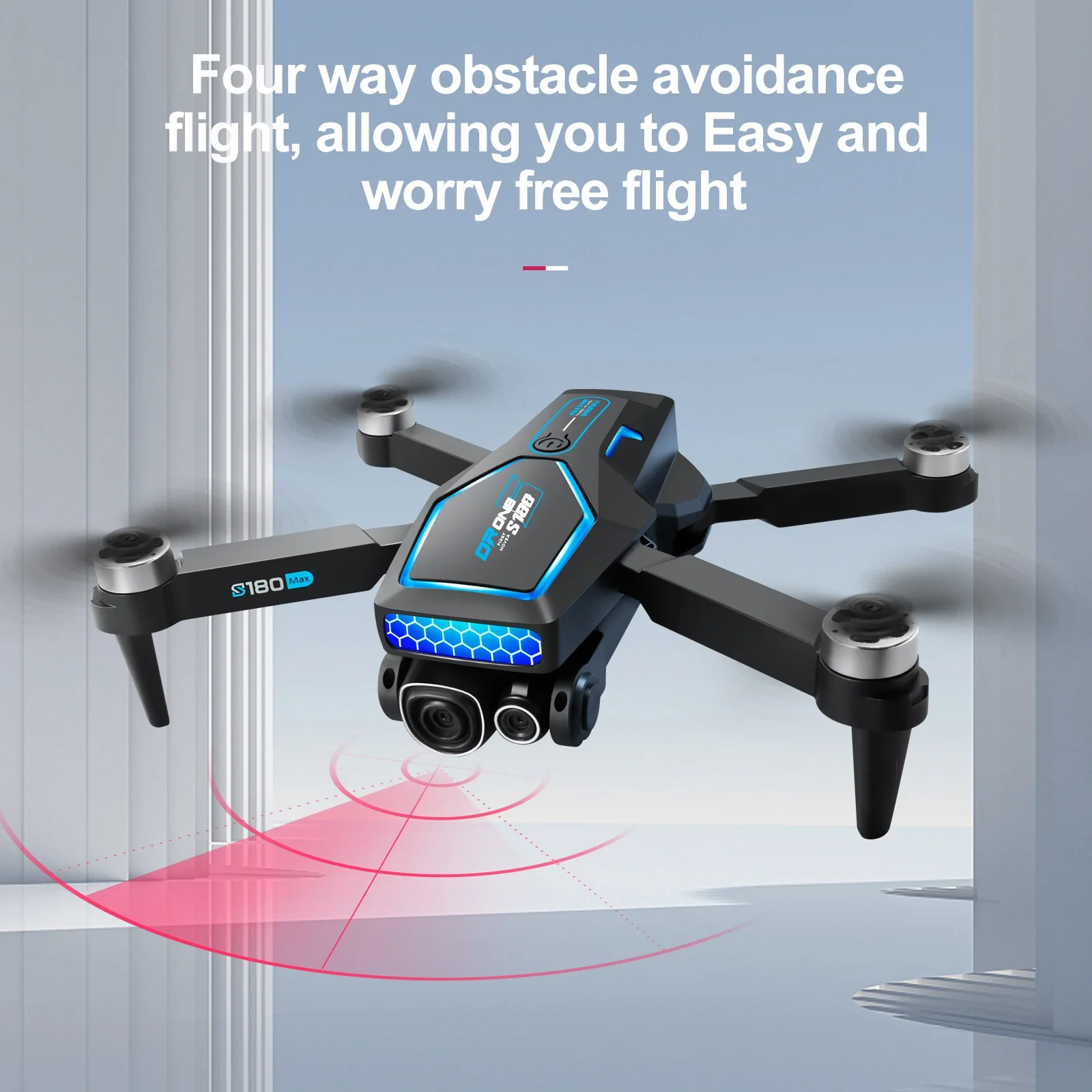 Dron S180 4K de control remoto con flujo óptico y luces para niños - imagen 4