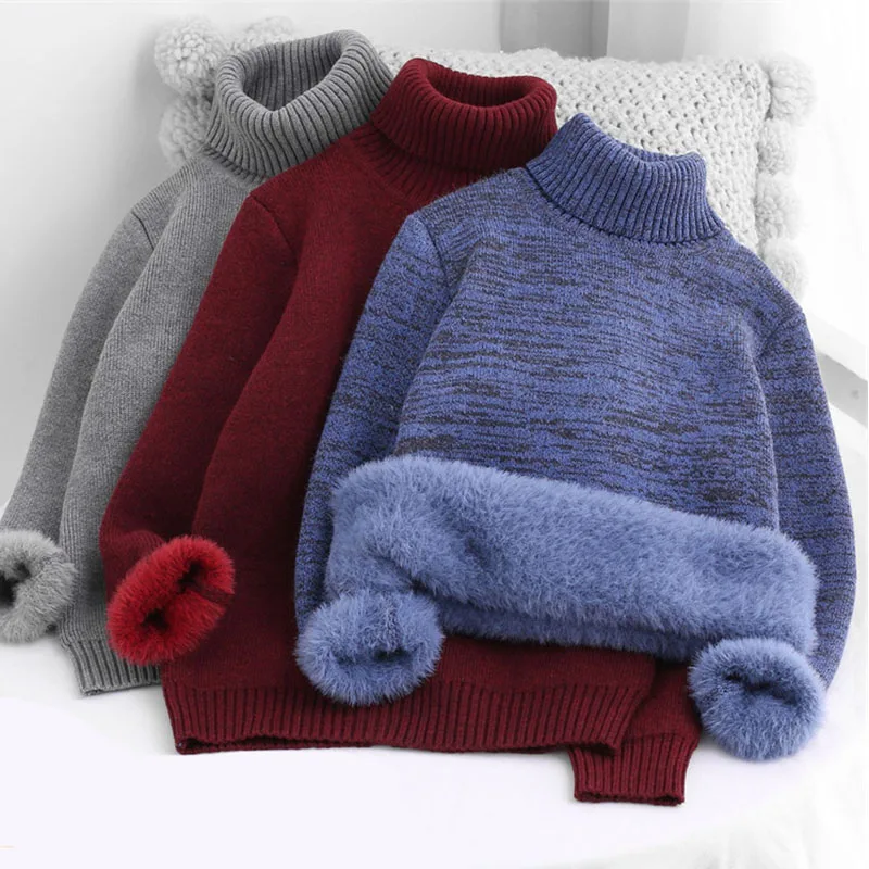 Suéter grueso cuello alto para niños – Ropa de abrigo cálida invierno - imagen 3