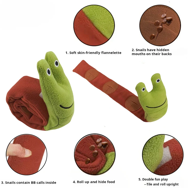 Rompecabezas de perro de peluche, juguete para morder de caracoles, cachorro, sonidos chirriantes, ocultar los dientes, comida, juguete suave interactivo para perros, juguetes, suministros para mascotas - imagen 4
