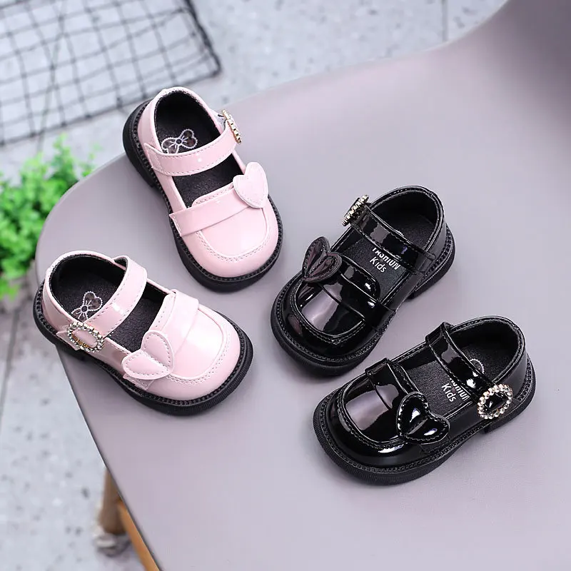 Zapato antideslizante de cuero para niña estilo princesa plano - imagen 4