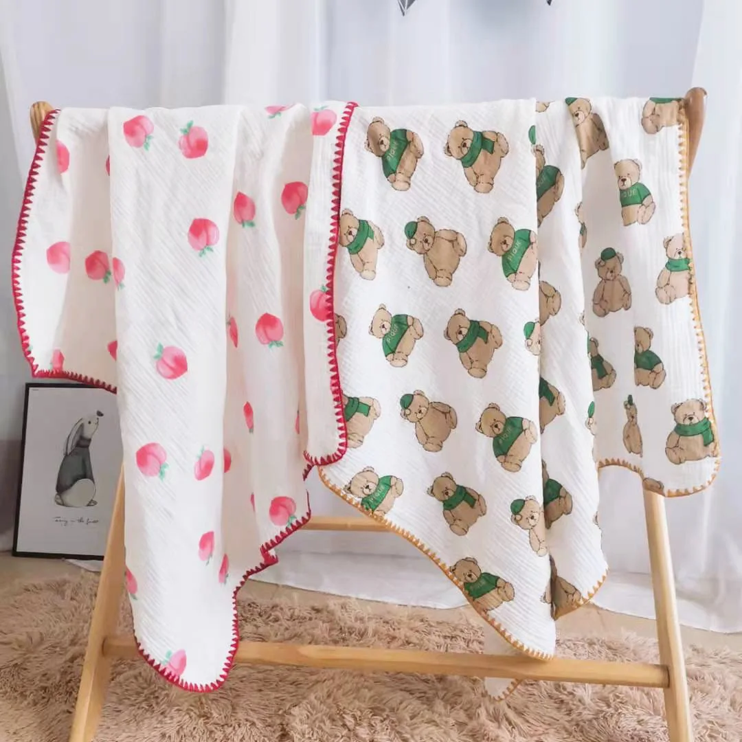 Manta muselina de algodón para bebé con estampado oso y cebra - imagen 2